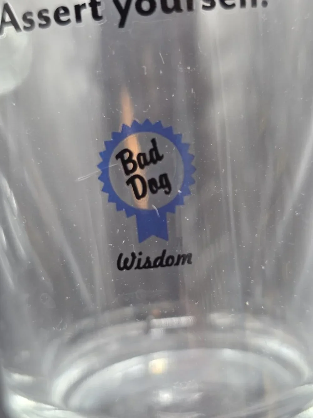 Bad Dog Wisdom Tall Drinking Glasses Set of 4 Whimsical Barware Canine Puppy